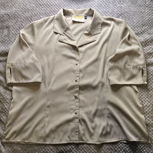 Vintage Tilley Silk Oversized Travel-Wear Safari Beige Button-Up Blouse